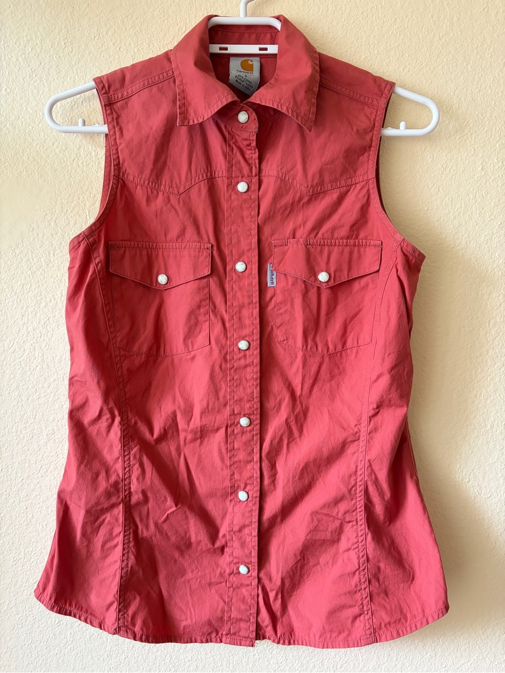 Carhartt Coral Snap Button Utility Vest Workwear Western Sleeveless Shirt Top - Picture 2 of 10